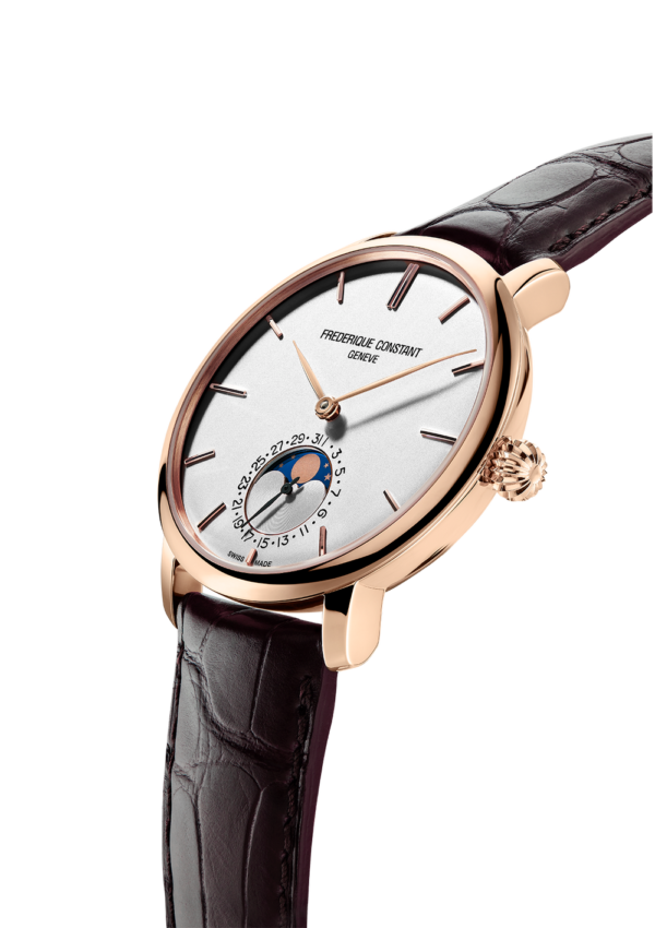 FREDERIQUE CONSTANT SLIMLINE MOONPHASE MANUFACTURE AUTOMATIC 42 MM ROSE GOLD PLATED STEEL SILVER