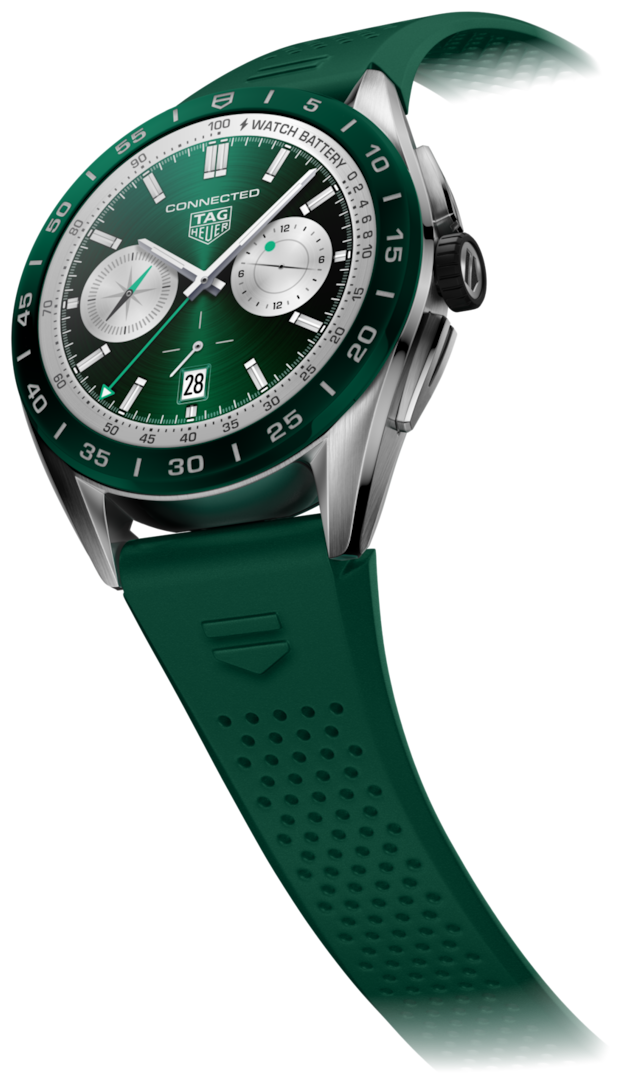 TAG HEUER CONNECTED CALIBRE E4 SMARTWATCH 45 MM STEEL GREEN