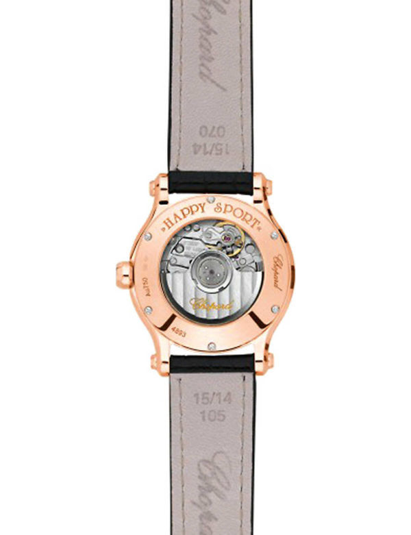 CHOPARD HAPPY SPORT AUTOMATIC 30 MM 18KT CARAT ROSE GOLD SILVER