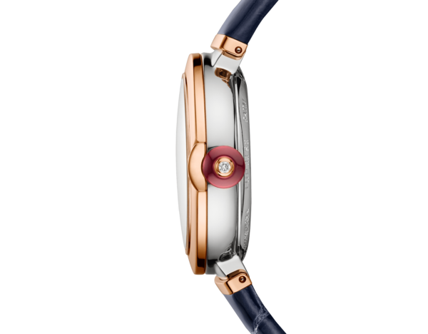 BVLGARI LVCEA AUTOMATIC 33 MM STAINLESS STEEL AND 18 CARAT ROSE GOLD WHITE MOTHER OF PEARL WITH 11 DIAMONDS