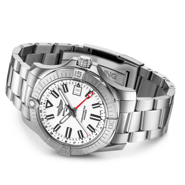 BREITLING AVENGER GMT AUTOMATIC 43 MM STAINLESS STEEL WHITE
