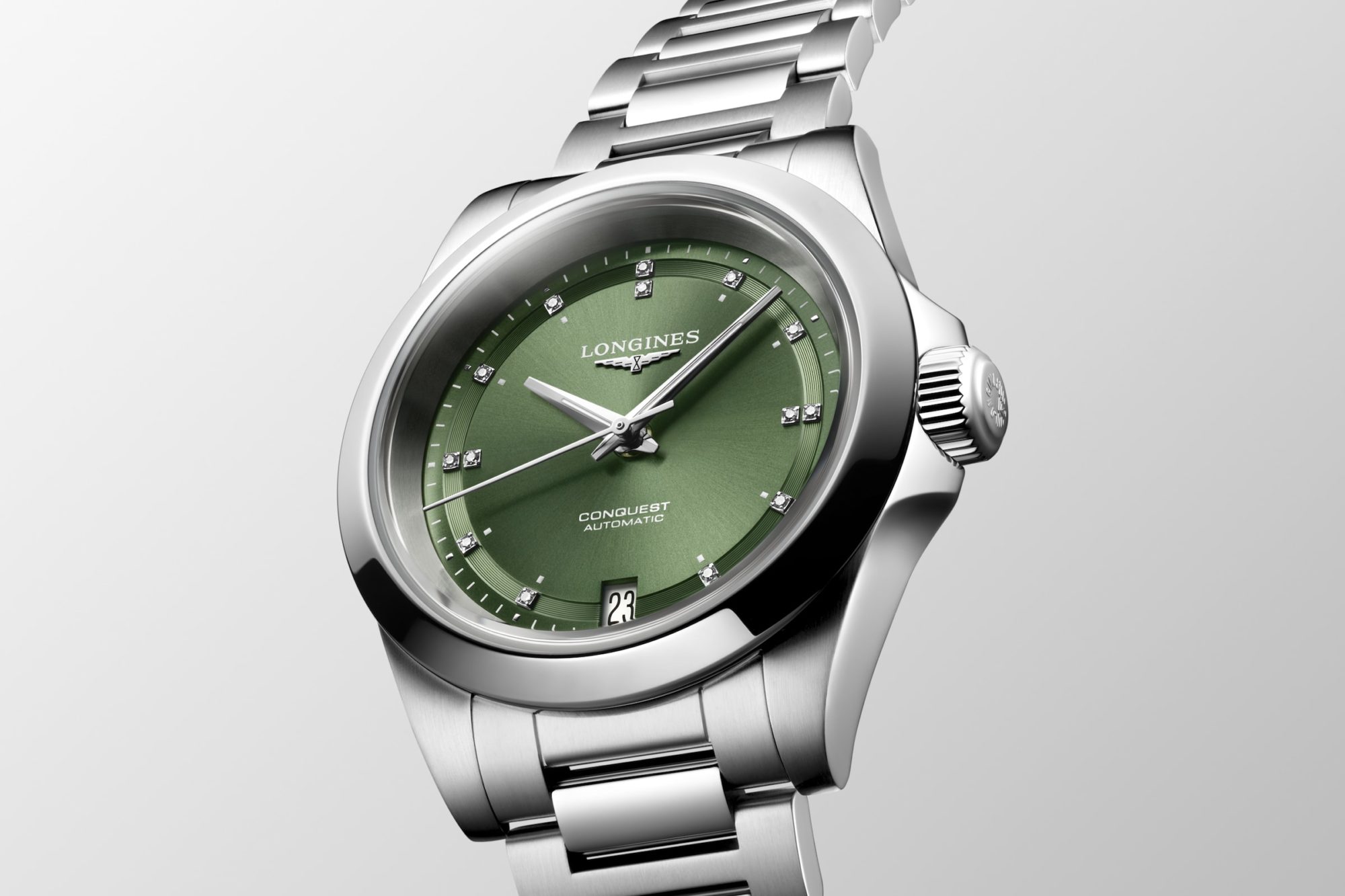 LONGINES CONQUEST AUTOMATIC 34 MM STAINLESS STEEL GREEN