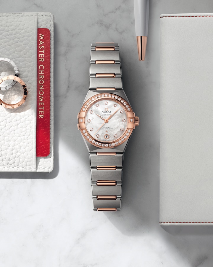OMEGA CONSTELLATION AUTOMATIC 29 MM STEEL AND 18K RED GOLD WHITE