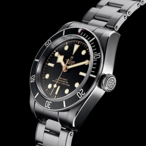 TUDOR BLACK BAY AUTOMATIC 41 MM POLISHED AND SATIN STEEL BLACK WITH PINK INDEXES, DOWN