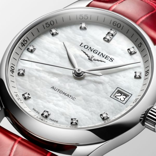 LONGINES THE LONGINES MASTER COLLECTION AUTOMATIC 34 MM STAINLESS STEEL WHITE MOTHER OR PEARL WITH 12 DIAMONDS