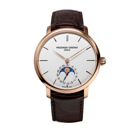 FREDERIQUE CONSTANT SLIMLINE MOONPHASE MANUFACTURE AUTOMATIC 42 MM ROSE GOLD PLATED STEEL SILVER