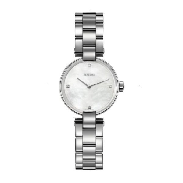 RADO COUPOLE CLASSIC QUARTZ 27 MM STAINLESS STEEL WHITE MOTHER OF PEARL WITH 4 DIAMONDS
