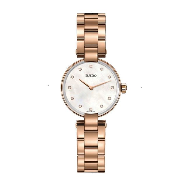 RADO COUPOLE CLASSIC QUARTZ 27 MM STAINLESS STEEL / PVD COATING WHITE MOTHER OF PEARL WIHT 12 DIAMONDS