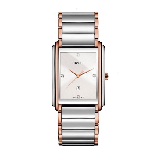 RADO INTEGRAL QUARTZ 33.1MM X 22.7MM STAINLESS STEEL WHITE MOTHER OF PEARL WITH 4 DIAMONDS