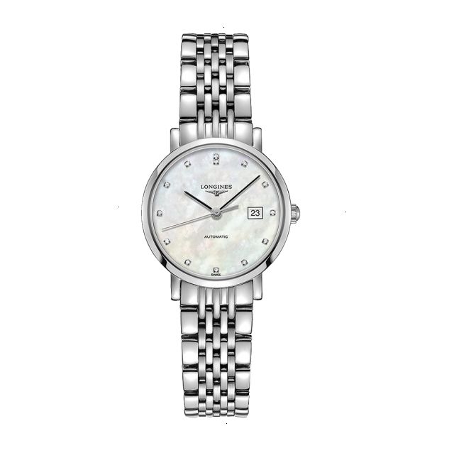 LONGINES THE LONGINES ELEGANT COLLECTION AUTOMATIC 29 MM STAINLESS STEEL WHITE MOTHER OF PEARL WITH 13 DIAMONDS