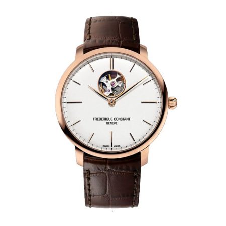 FREDERIQUE CONSTANT SLIMLINE HEART BEAT AUTOMATIC AUTOMATIC 40 MM ROSE GOLD PLATED POLISHED STAINLESS STEEL SILVER