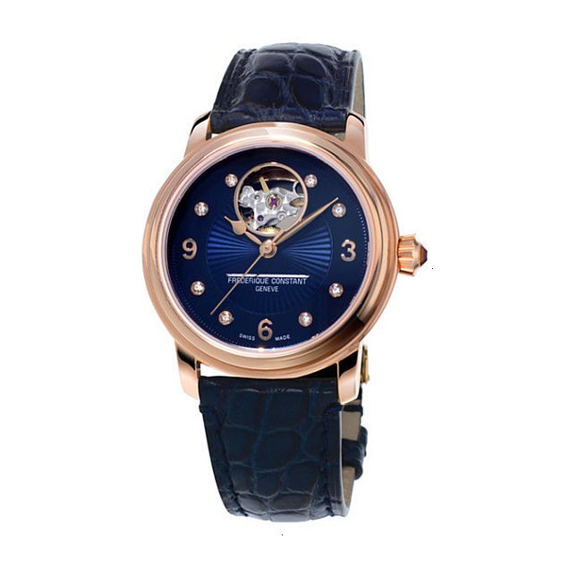 FREDERIQUE CONSTANT HEART BEAT AUTOMATIC 34 MM STAINLESS STEEL BLUE WITH 8 DIAMONDS
