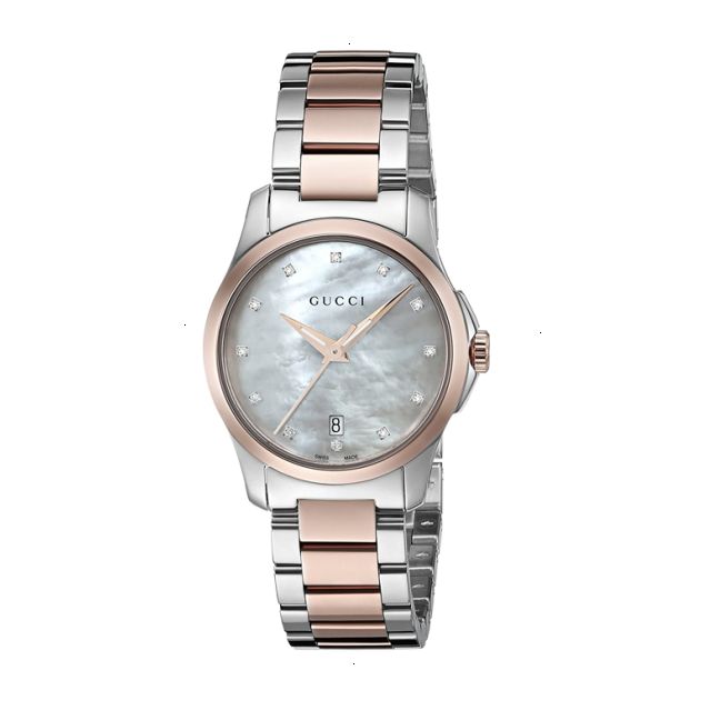 GUCCI G-TIMELESS QUARTZ 27 MM STEEL AND PVD MOTHER PEARL