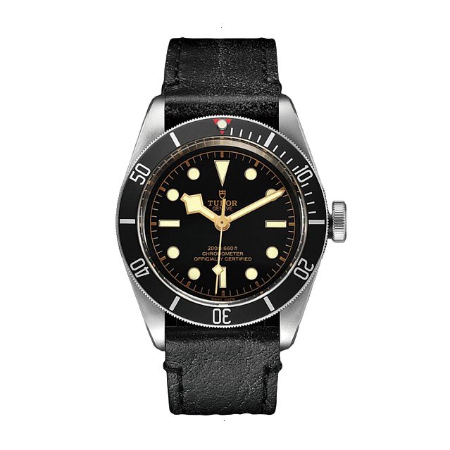 TUDOR BLACK BAY AUTOMATIC WITH BIDIRECTIONAL ROTOR 41 MM POLISHED AND SATIN STEEL BLACK WITH PINK INDEXES, DOWN