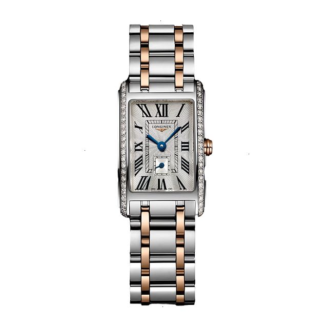 LONGINES DOLCEVITA QUARTZ 20.80 X 32.00 MM STAINLESS STEEL AND 18 CARAT ROSE GOLD CROWN SILVER FLINQUÉ