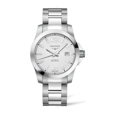 LONGINES CONQUEST AUTOMATIC 41 MM STAINLESS STEEL SILVER WITH SUNRAY EFFECT