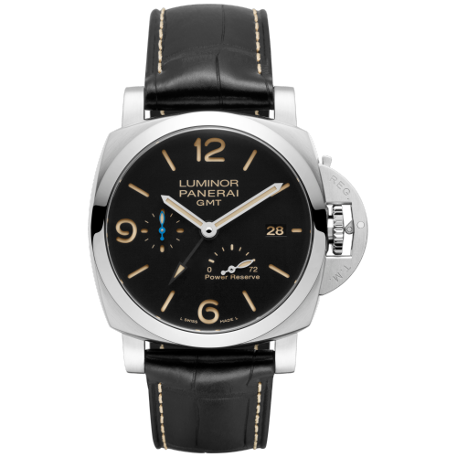 PANERAI LUMINOR AUTOMATIC MECHANICAL 44 MM POLISHED STEEL BLACK WITH ARABIC NUMBERS AND LUMINESCENT TIME INDICES