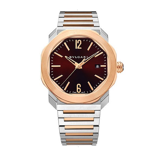 BVLGARI OCTO AUTOMATIC 41 MM 18KT CARAT ROSE GOLD BROWN