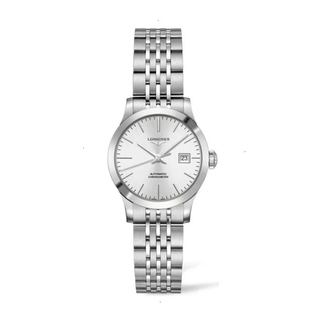 LONGINES RECORD COLLECTION AUTOMATIC 30 MM STAINLESS STEEL SILVER WITH SUNRAY EFFECT