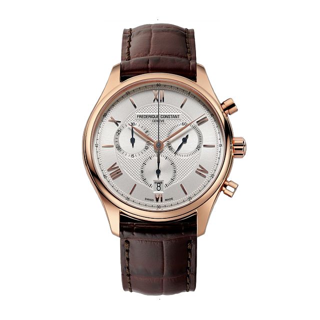 FREDERIQUE CONSTANT CLASSIC QUARTZ 40 MM ROSE GOLD PLATED POLISHED STAINLESS STEEL SILVER