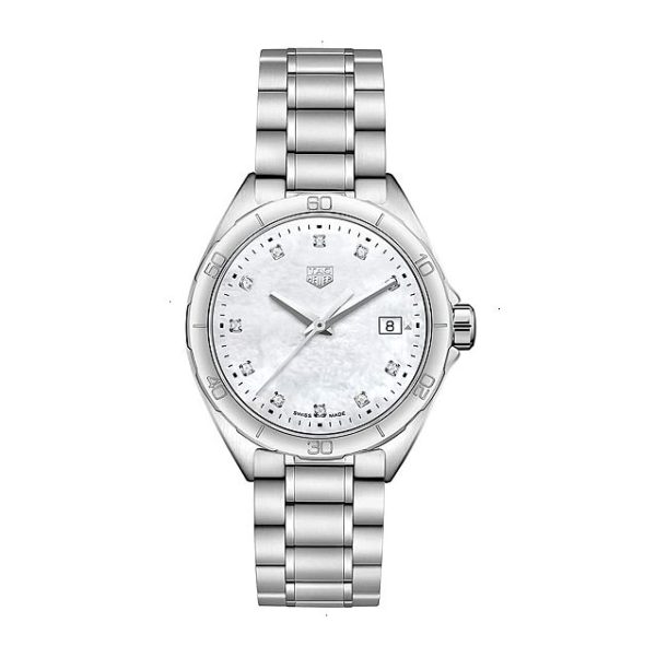 TAG HEUER FORMULA 1 QUARTZ 35 MM POLISHED STEEL WHITE MOTHER OF PEARL WITH 11 DIAMONDS