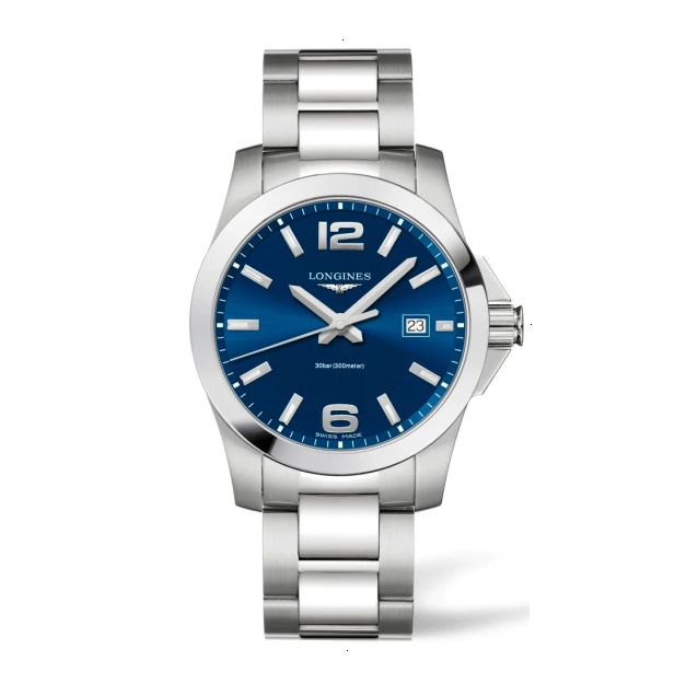 LONGINES CONQUEST QUARTZ 41 MM STAINLESS STEEL BLUE WITH SUNRAY EFFECT