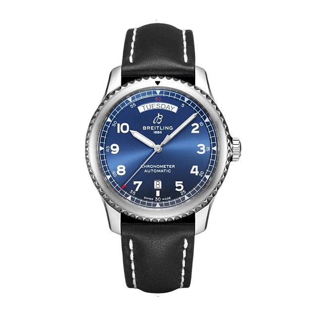 BREITLING CLASSIC AVI AVIATOR 8 AUTOMATIC DAY & DATE 41 AUTOMATIC 41 MM STAINLESS STEEL BLUE