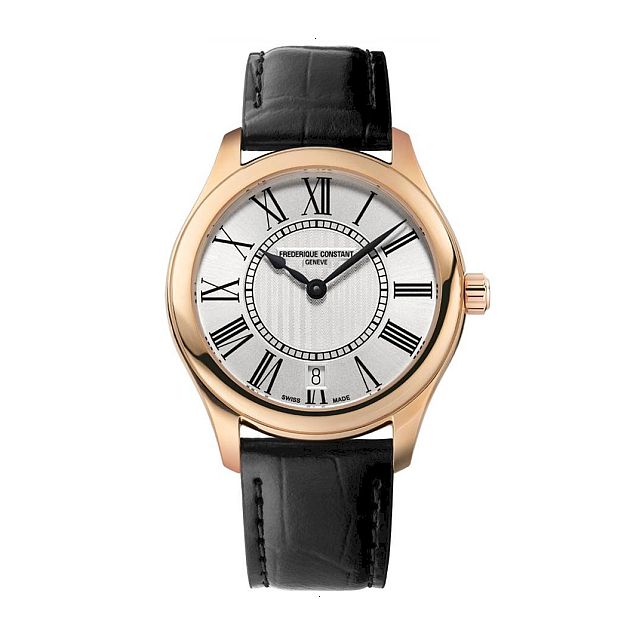 FREDERIQUE CONSTANT CLASSIC QUARTZ 36 MM ROSE GOLD PLATED POLISHED STAINLESS STEEL SILVER