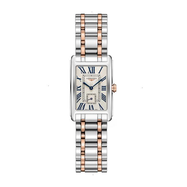LONGINES DOLCEVITA QUARTZ 20.80 X 32.00 MM STAINLESS STEEL AND 18 CARAT ROSE GOLD CROWN SILVER FLINQUÉ