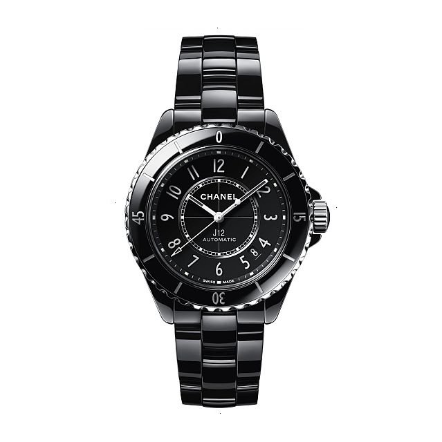 CHANEL J12 CHRONOGRAPH AUTOMATIC MECHANICAL 38.00 MM X 12.60 MM HIGH RESISTANCE CERAMIC BLACK AND STEEL LACQUERED BLACK