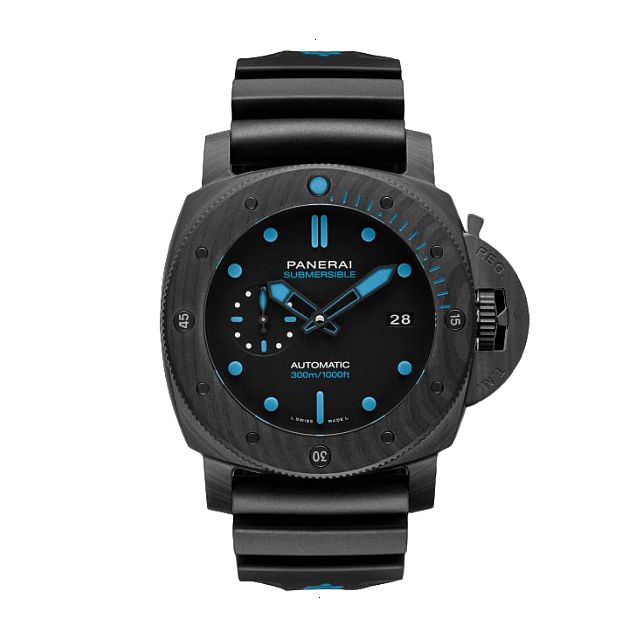 PANERAI SUBMERSIBLE AUTOMATIC MECHANICAL 47.00 MM CARBOTECH BLACK WITH TIME INDICES AND LUMINESCENT POINTS