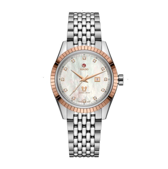 RADO HYPERCHROME CLASSIC AUTOMATIC 35 MM STAINLESS STEEL WHITE MOTHER OF PEARL WIHT 12 DIAMONDS