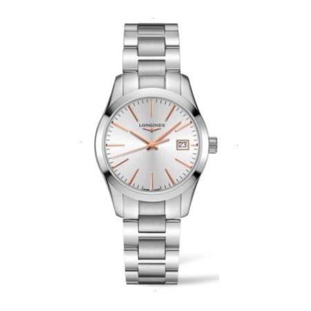 LONGINES CONQUEST CLASSIC QUARTZ 34 MM STAINLESS STEEL SILVER WITH SUNRAY EFFECT