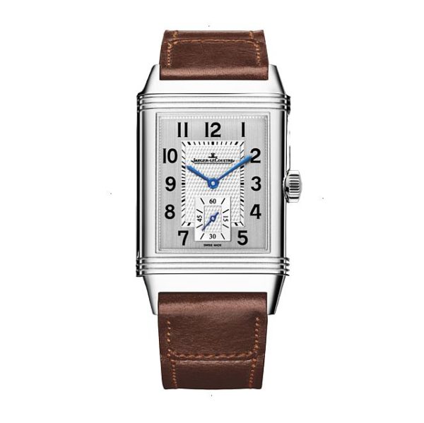 JAEGER LE COULTRE REVERSO MANUAL WINDING 47.00 X 28.30 MM STEEL SILVER GRAY GUILLOCHÉ BRUSHED VERTICAL FIGURES