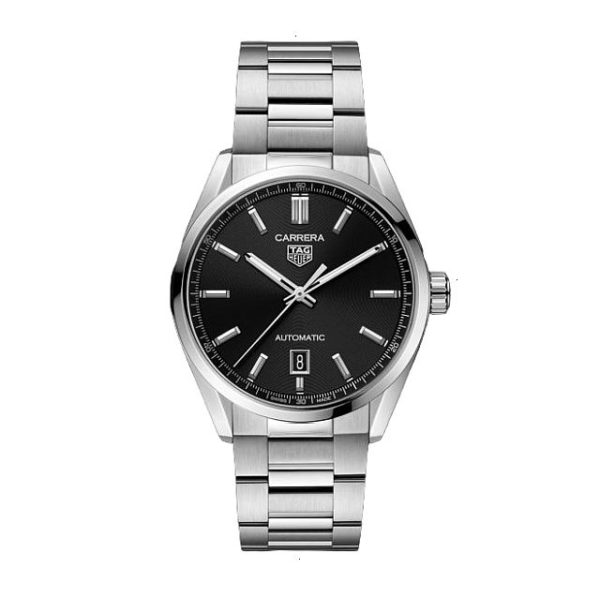 TAG HEUER CARRERA AUTOMATIC 39 MM SATIN / POLISHED STEEL BLACK WITH BLUE EFFECT