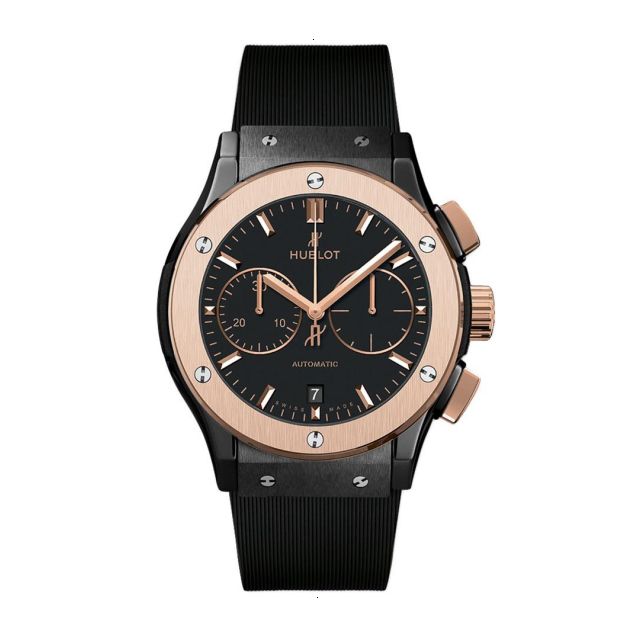 HUBLOT CLASSIC FUSION CHRONOGRAPH AUTOMATIC 42 MM CERAMIC AND 18KT ROSE GOLD BLACK