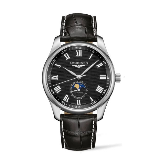 LONGINES THE LONGINES MASTER COLLECTION AUTOMATIC 40 MM STAINLESS STEEL BLACK WITH BARLEY GRAIN PATTERN