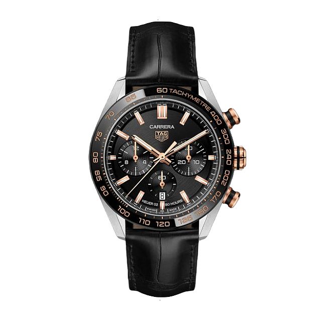 TAG HEUER CARRERA AUTOMATIC 44 MM STEEL, GOLD AND SATIN / POLISHED CERAMIC BLACK