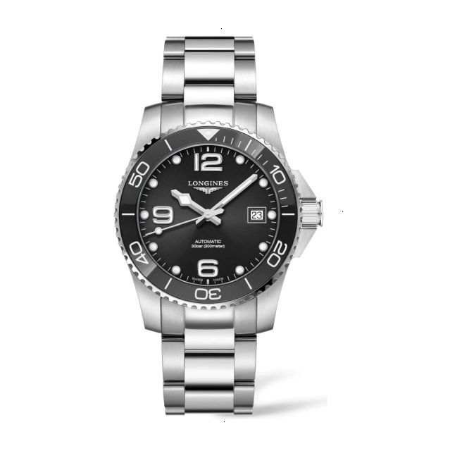 LONGINES HYDROCONQUEST AUTOMATIC 39 MM STAINLESS STEEL AND CERAMIC BLACK WITH SUNRAY EFFECT