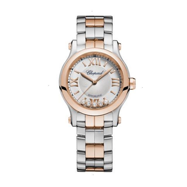 CHOPARD HAPPY SPORT HAPPY SPORT AUTOMATIC MECHANICAL 30 MM 18 CARAT ROSE GOLD AND STEEL SILVER