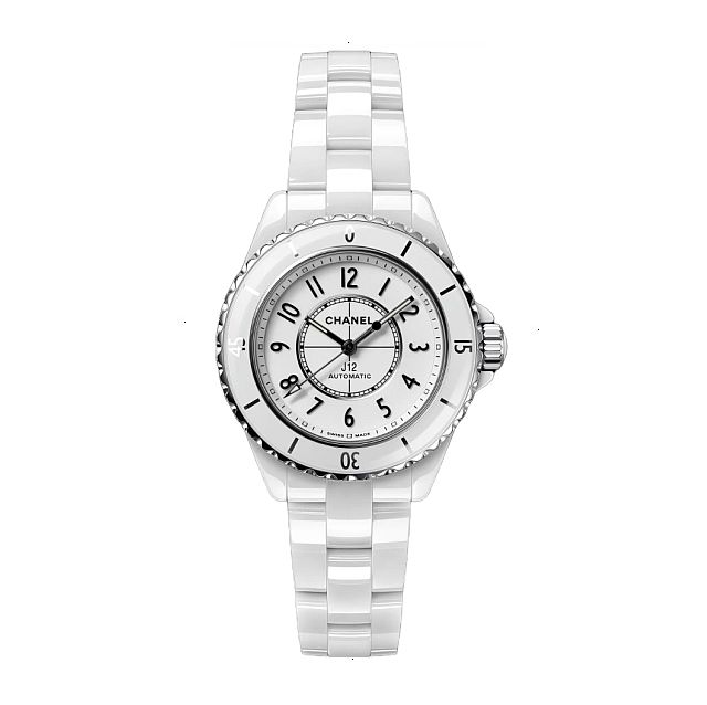 CHANEL J12 CHRONOGRAPH AUTOMATIC MECHANICAL 33 MM HIGH RESISTANCE CERAMIC WHITE AND STEEL WHITE