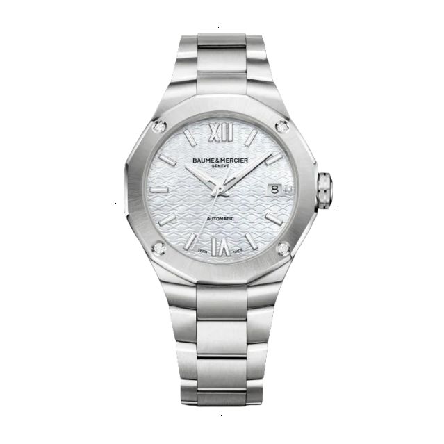 BAUME & MERCIER RIVIERA AUTOMATIC 36 MM STAINLESS STEEL WHITE MOTHER OF PEARL