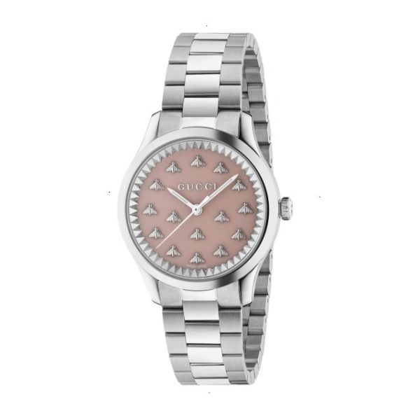 GUCCI G-TIMELESS QUARTZ 32 MM STAINLESS STEEL PINK