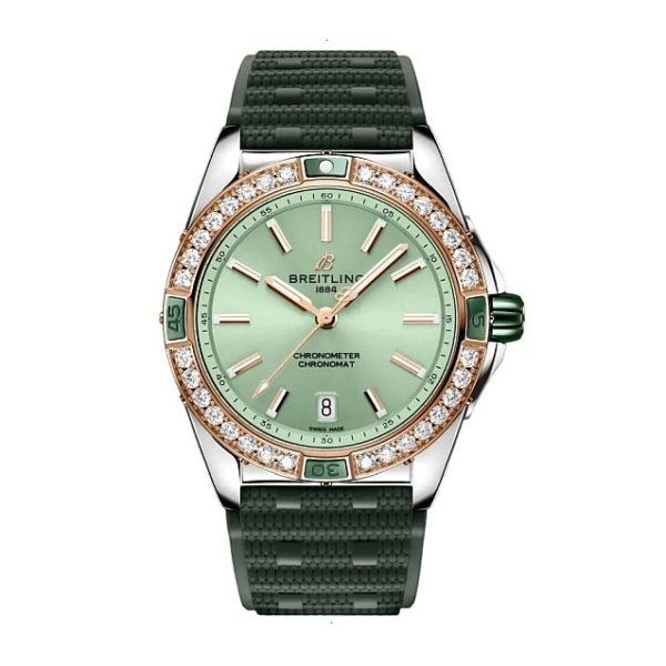 BREITLING SUPER CHRONOMAT AUTOMATIC 38 AUTOMATIC MECHANICAL 38 MM STAINLESS STEEL AND 18K RED GOLD GREEN