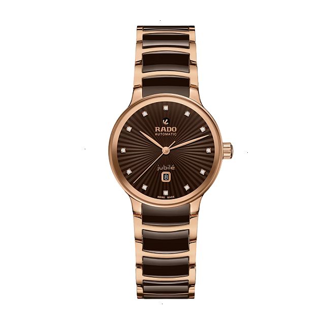 RADO CENTRIX AUTOMATIC 30.50 MM STAINLESS STEEL BROWN WITH 12 DIAMONDS