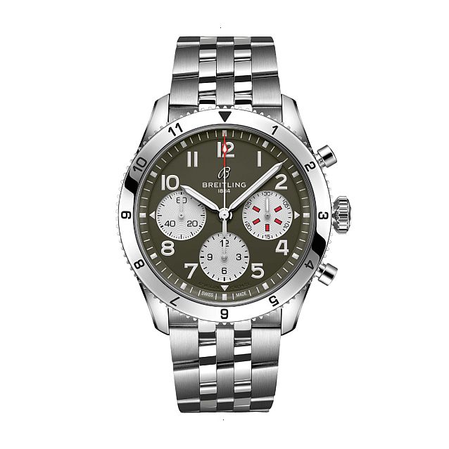 BREITLING CLASSIC AVI CHRONOGRAPH 42 CURTISS WARHAWK AUTOMATIC 42 MM STAINLESS STEEL GREEN