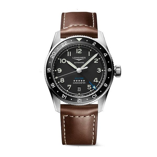 LONGINES SPIRIT ZULU TIME AUTOMATIC 39 MM STAINLESS STEEL AND CERAMIC BLACK