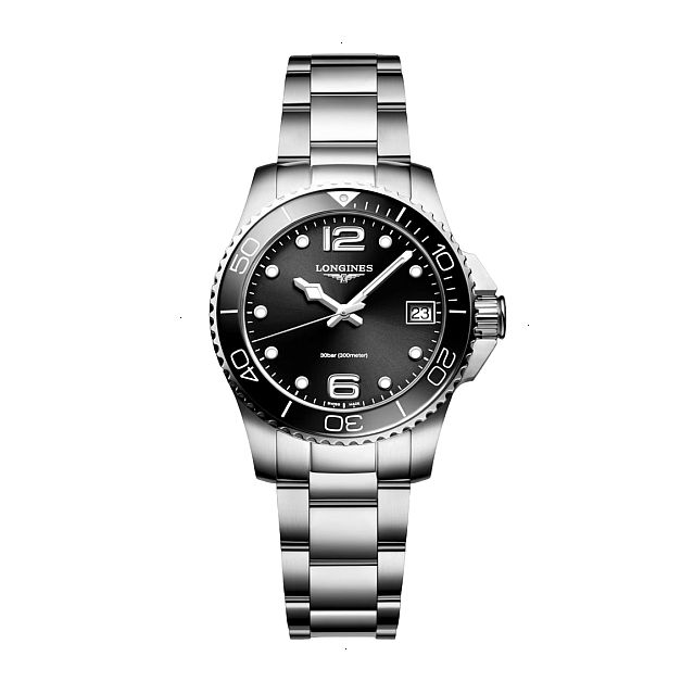 LONGINES HYDROCONQUEST QUARTZ 32 MM STAINLESS STEEL AND CERAMIC BLACK WITH SUNRAY EFFECT