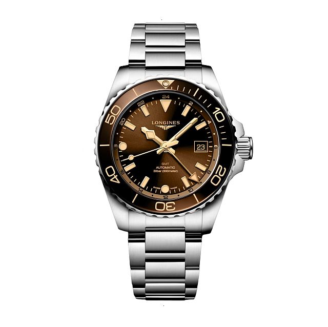 LONGINES HYDROCONQUEST AUTOMATIC 41 MM STAINLESS STEEL AND CERAMIC BROWN SUNBEAM