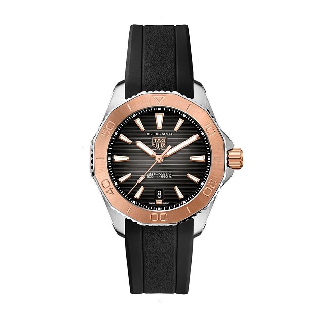 TAG HEUER AQUARACER PROFESSIONAL 200 AUTOMATIC 40 MM STEEL AND 18 CARAT ROSE GOLD BLACK